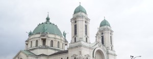 Dome and spires of Our Lady of Victory National Shrine & Basilica in Lackawanna 